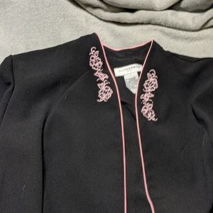 Jacket by Sag Harbor, embroidered in pink with black beads, size 18